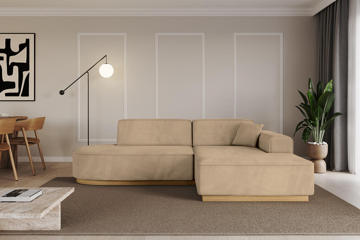 ECKSOFA Ottomane Rechts IREA-L1-v2 - 234x171x83 cm Beige - Beige, Holzwerkstoff/Textil (171/234cm) - ALTDECOR