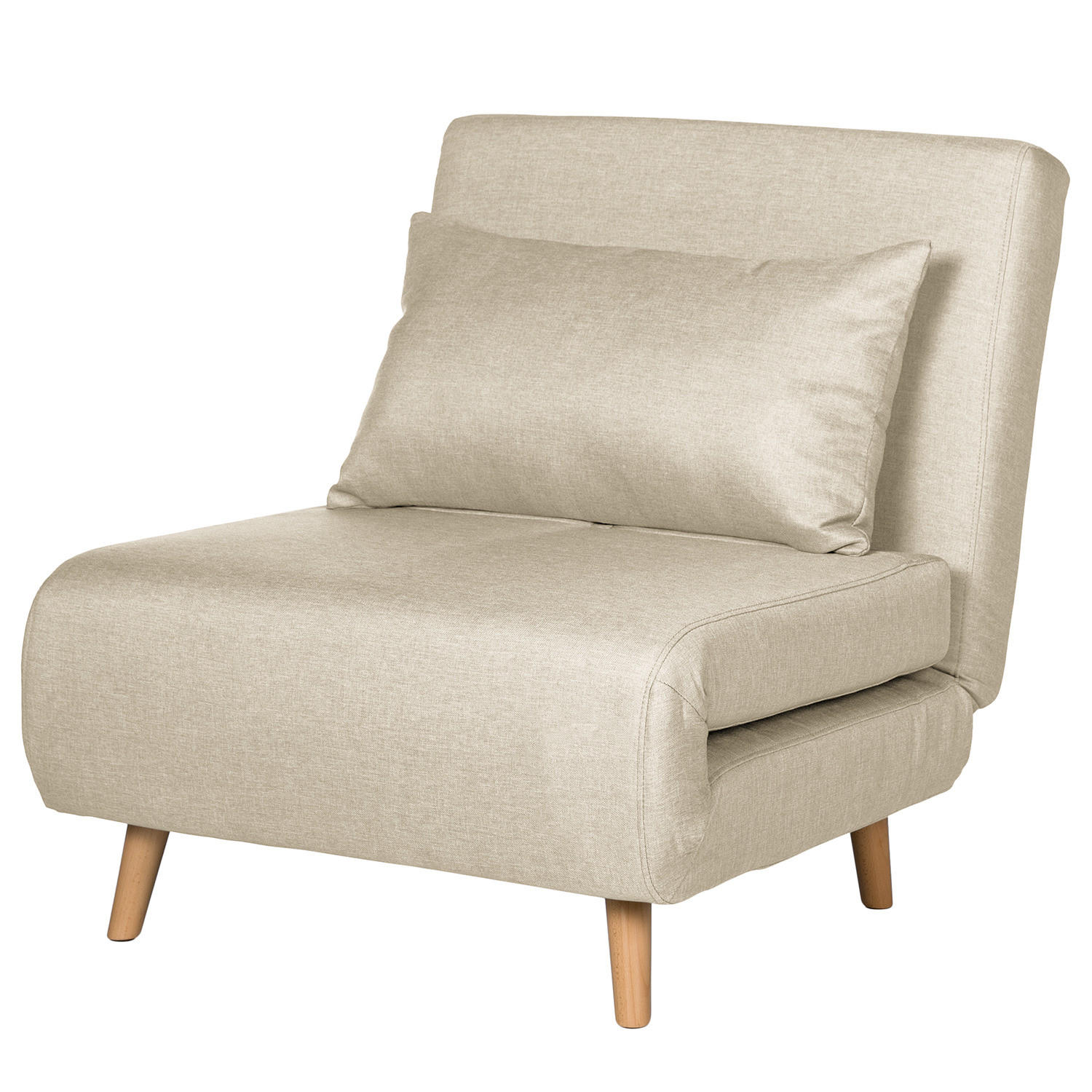 SCHLAFSESSEL - Textil / Teilmassivholz - Buchefarben/Cappuccino, Holz/Buchenholz (77/81/90cm) - home24