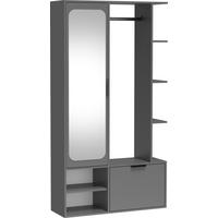 GARDEROBE Mela mit Spiegel, Sitzbank & Kleiderstange – 100/189/33 cm – Grau - Schwarz/Grau, Holzwerkstoff/Metall (100/189.4/33cm) - WFL GROUP