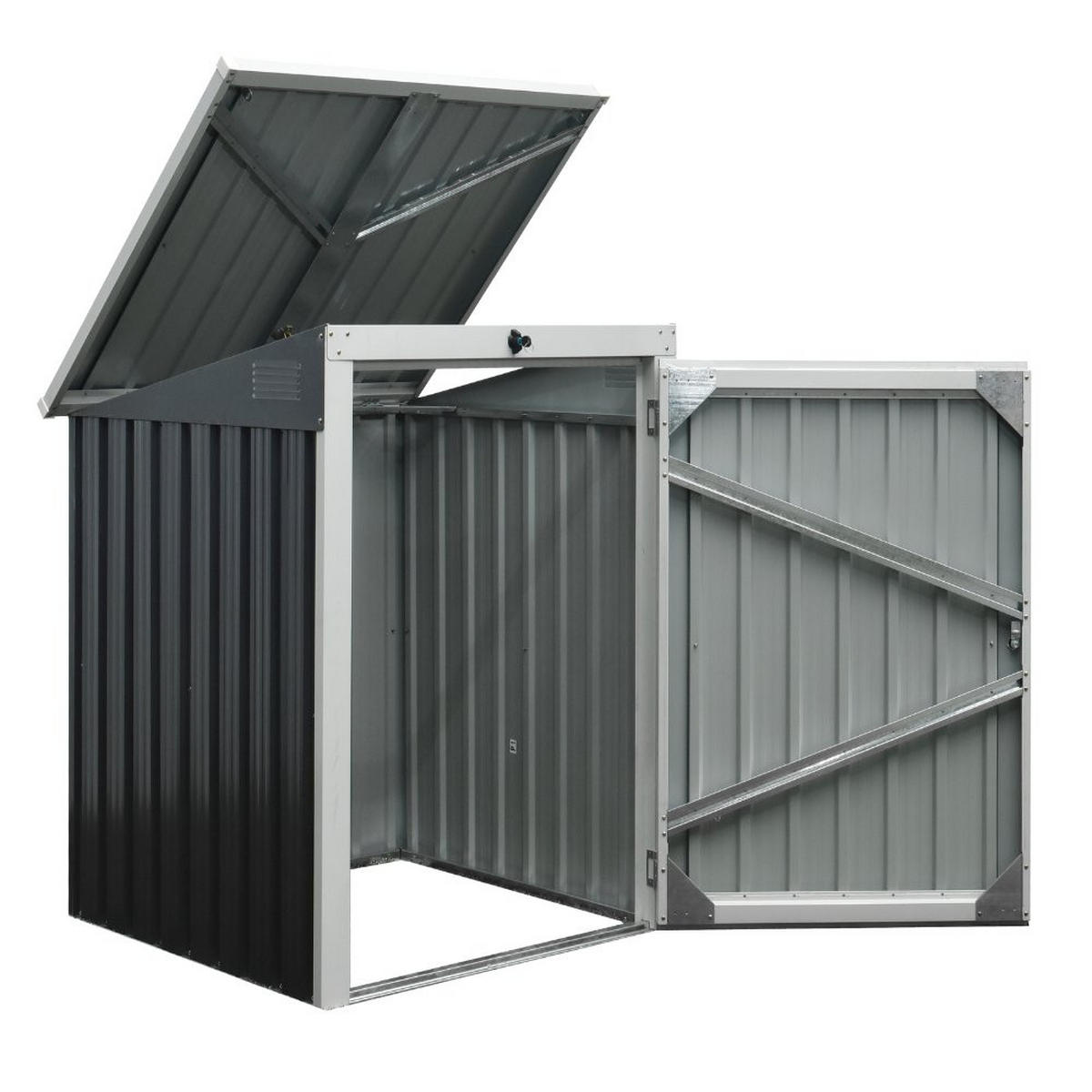MÜLLTONNENBOX BASURA - Größe: 1x 240L - Anthrazit, Metall (101/134/104cm) - Home Deluxe