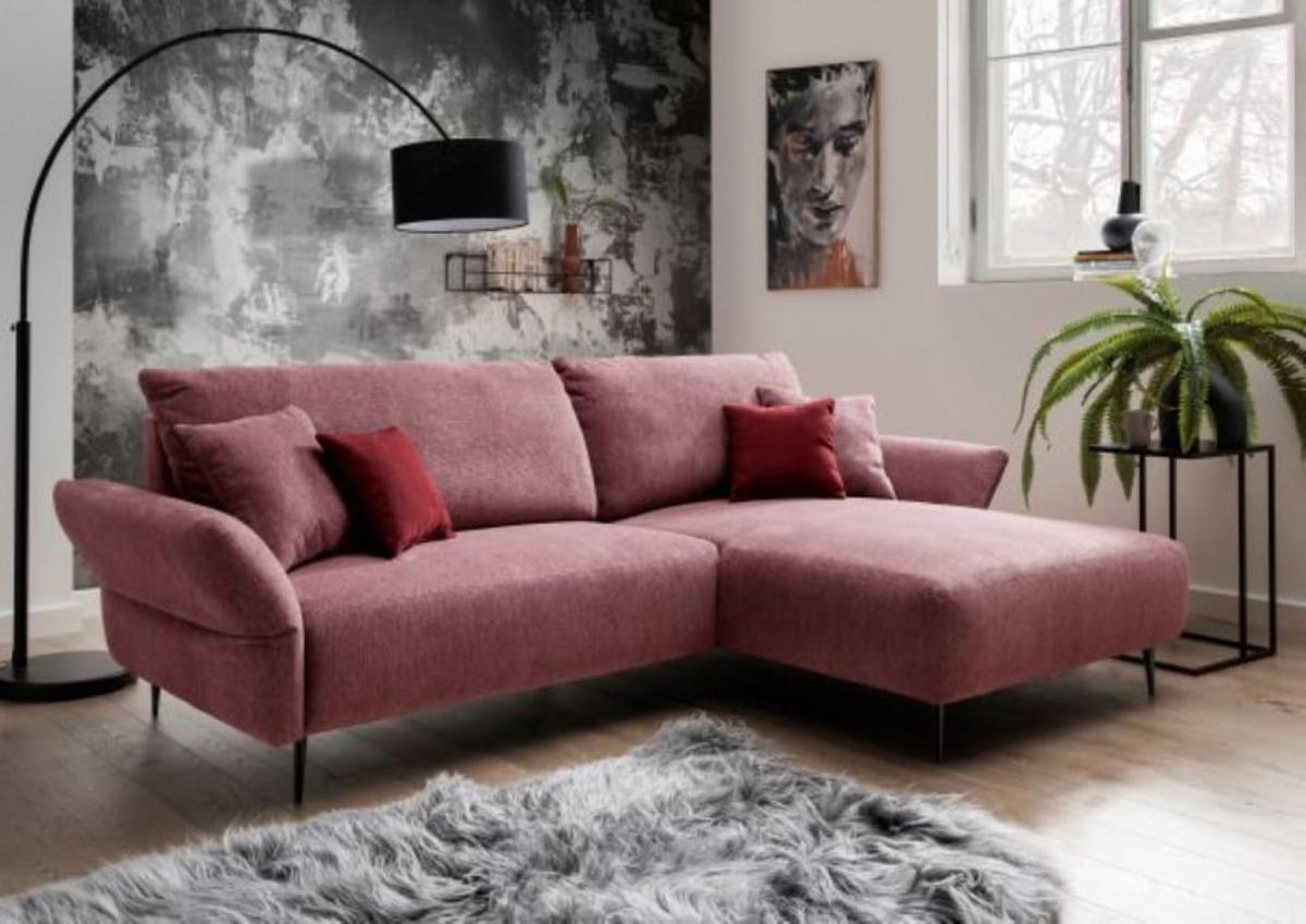 ECKSOFA mit verstellbare Armlehnen, beidseitig montierbar - Rot/Schwarz, Textil/Metall (286/178cm) - myHomelando