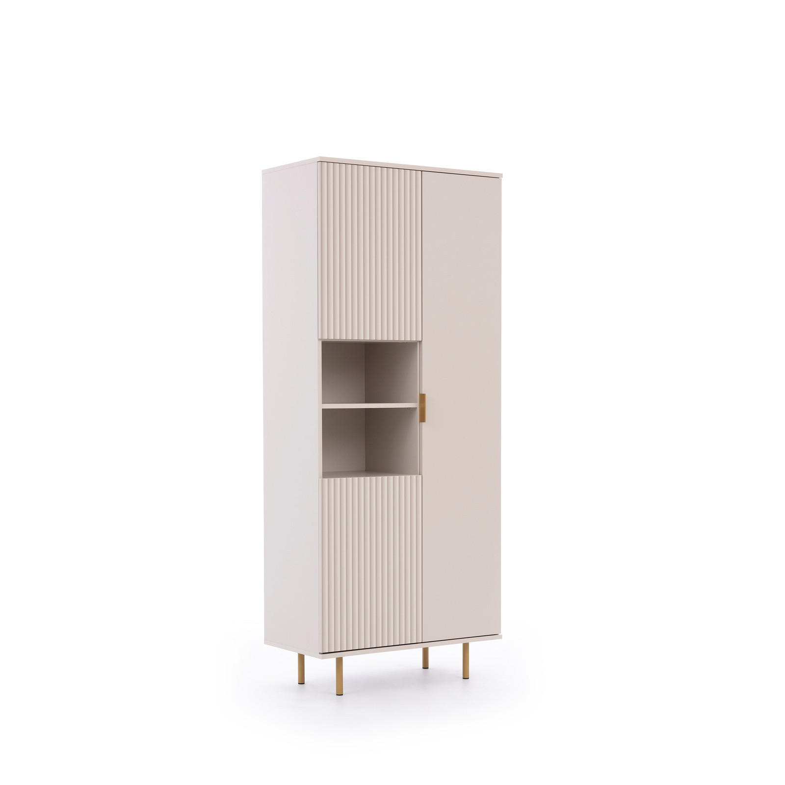 BÜCHERREGAL Nubia 3-türig Kaschmir - Kaschmir/Goldfarben, Holzwerkstoff/Metall (80/190/41cm) - Ravio