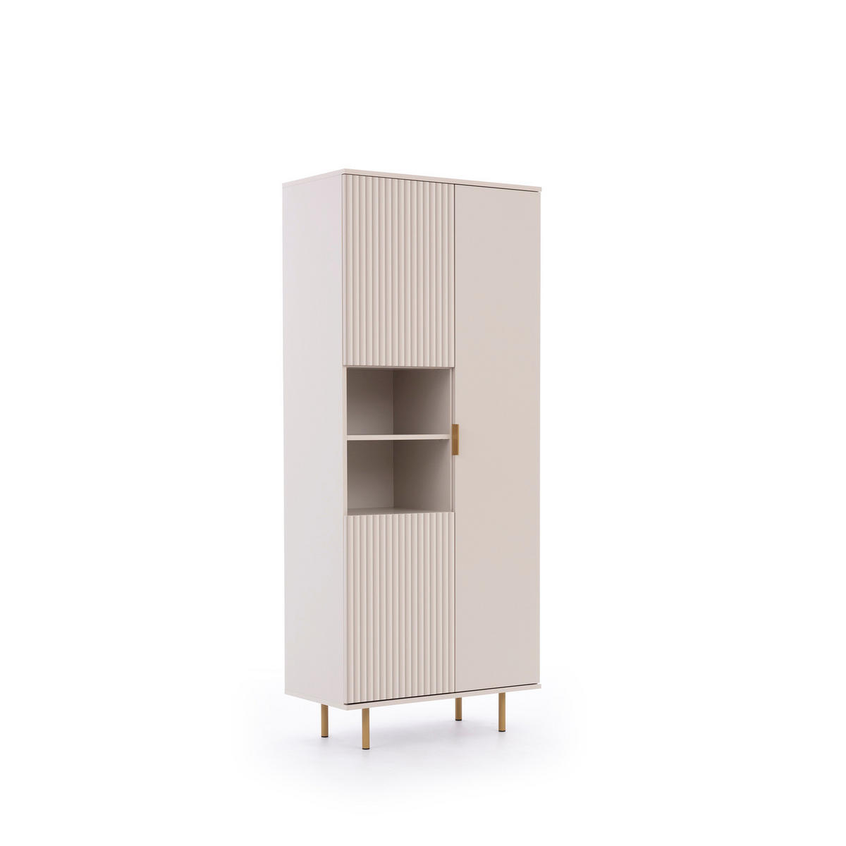 BÜCHERREGAL Nubia 3-türig Kaschmir - Kaschmir/Goldfarben, Holzwerkstoff/Metall (80/190/41cm) - Ravio