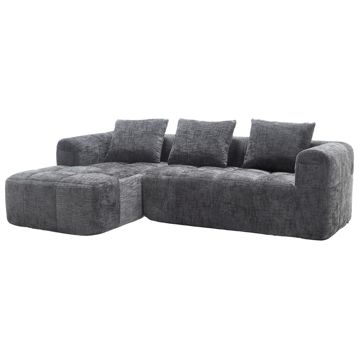 ECKSOFA 250/158/60 cm Grau mit Seitentasche - Grau, Textil (250/158cm) - Oxeza