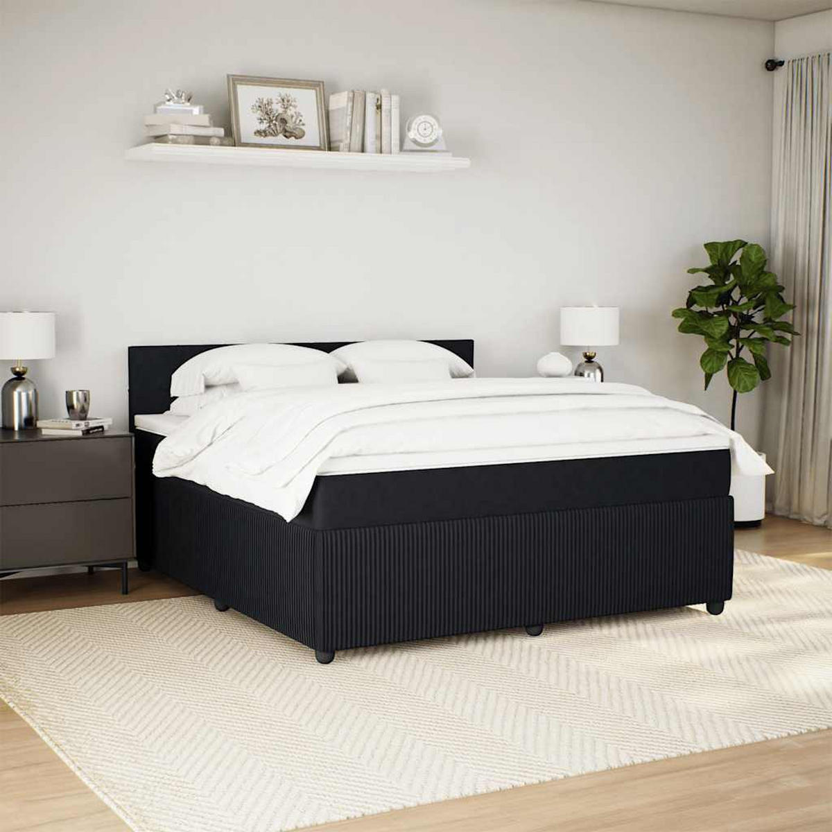 BOXSPRINGBETT Mit Matratze Schwarz 180/200 Cm Samt - Schwarz, Textil (180/200cm) - vidaXL