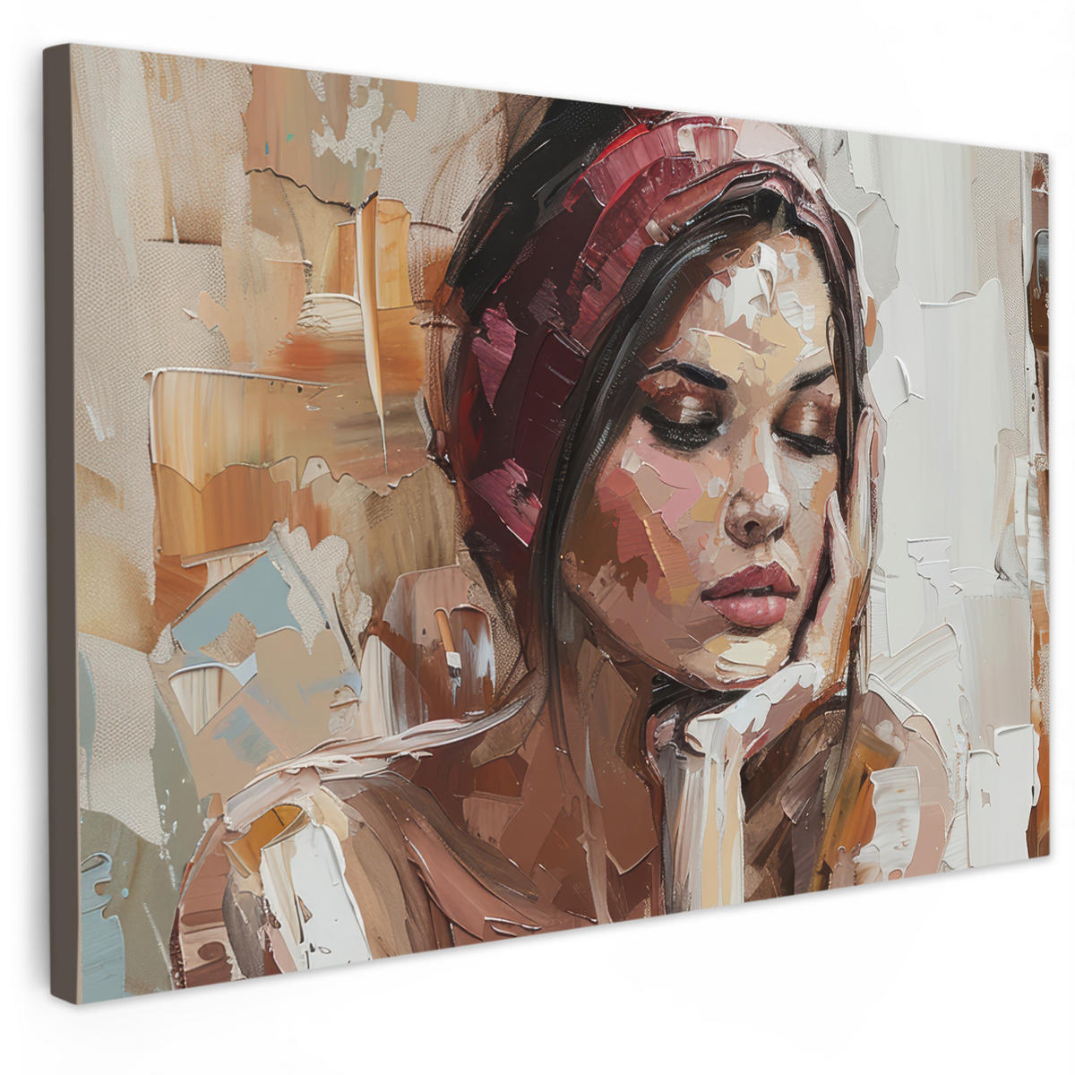 LEINWANDBILD Frau - Lackierung - Porträt - Modern Wanddeko 90x60 cm - Altrosa, Textil (90/60cm) - MuchoWow