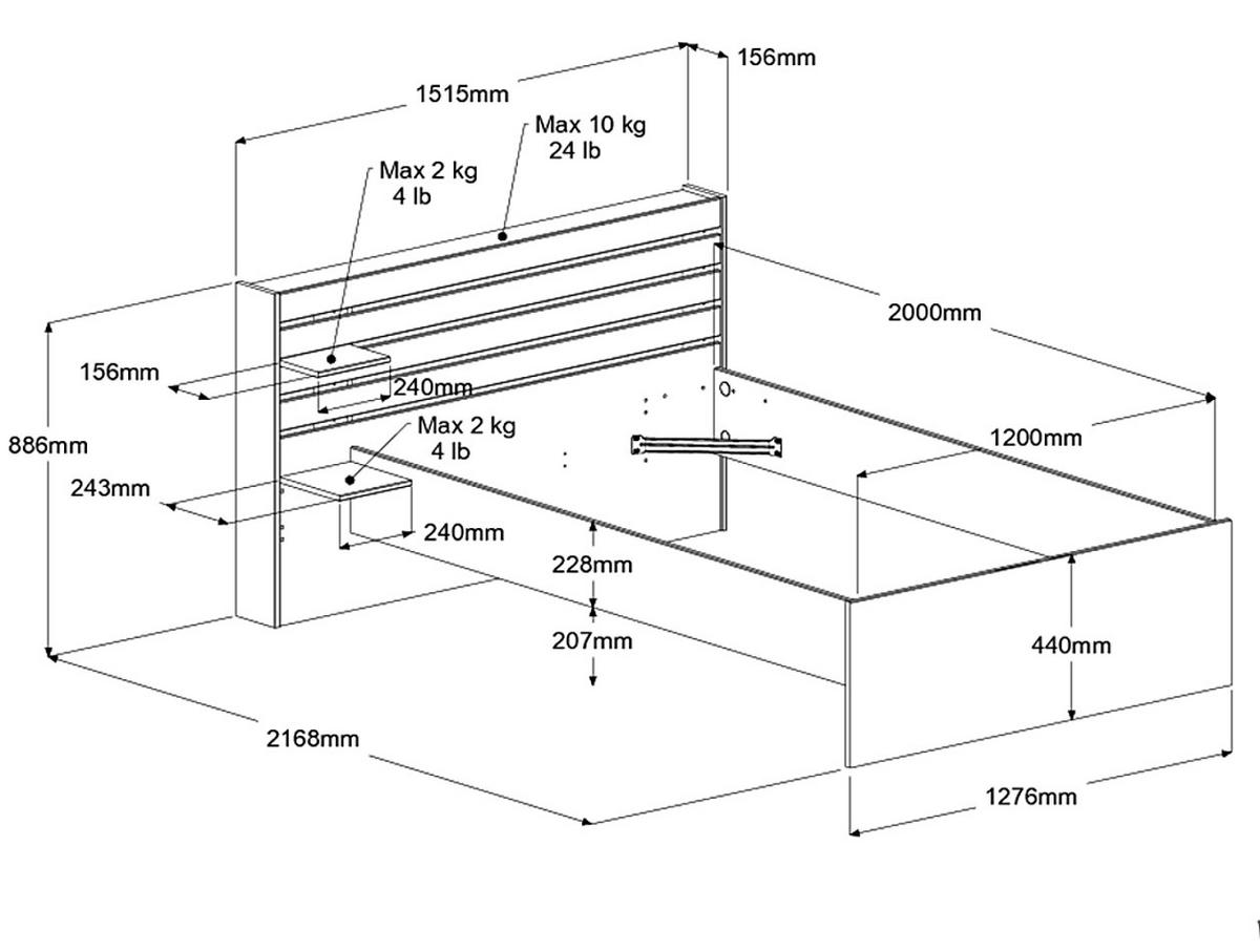 KINDERZIMMER Eiche japanisch, 2-teilig, Jugendzimmer-Set mit Bett 120 x 200 cm - Eichefarben, Holzwerkstoff/Metall (152/89/217cm) - Parisot Meuble