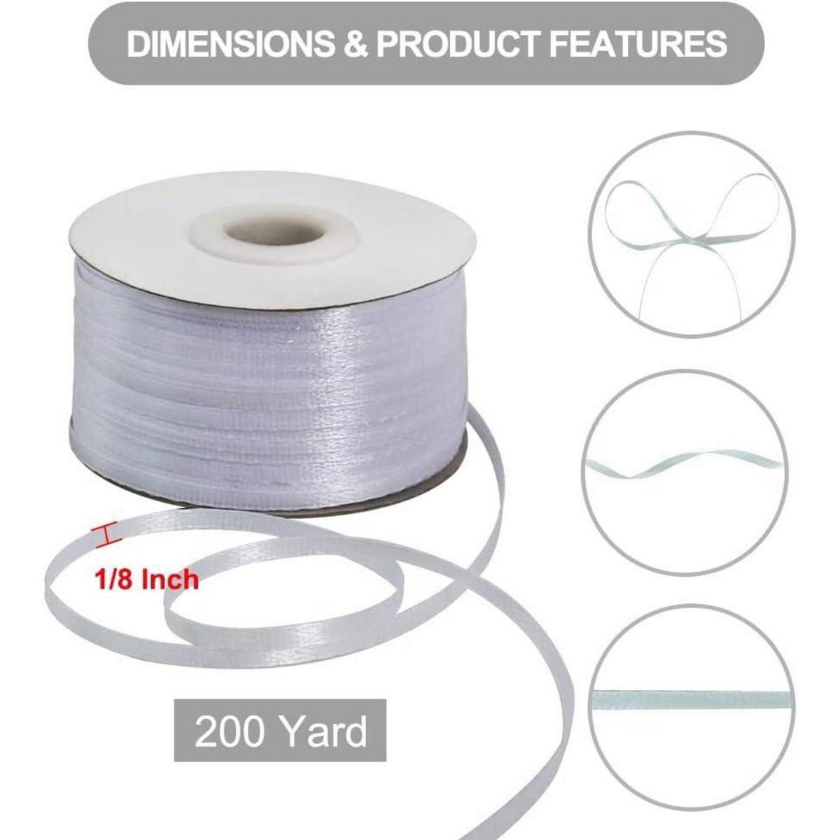 SATINBAND 3 mm x 183 m Weiß - Weiß, Textil (0.3/0.1/1cm)