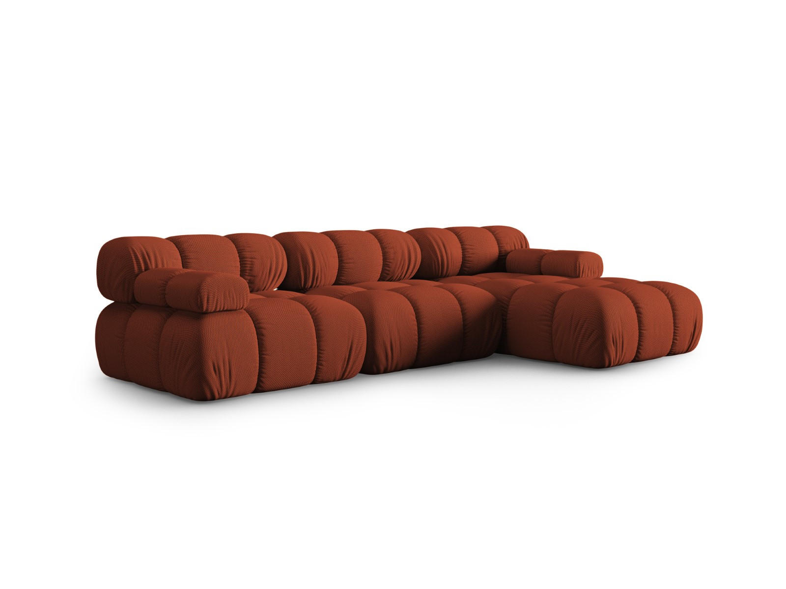 ECKSOFA modular rechts Bellis aus 3D-Stoff ziegelstein 4 Sitzplätze - Orange, Textil (155/282cm) - Micadoni