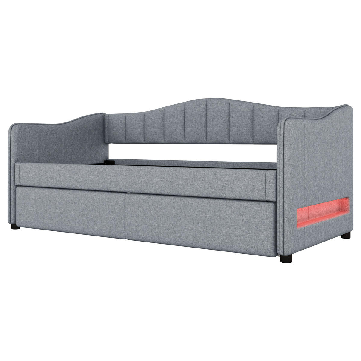 TAGESBETT mit Ausziehbett 90x200 cm Leinen Grau - Grau, Holz (90/200cm) - Meubliv