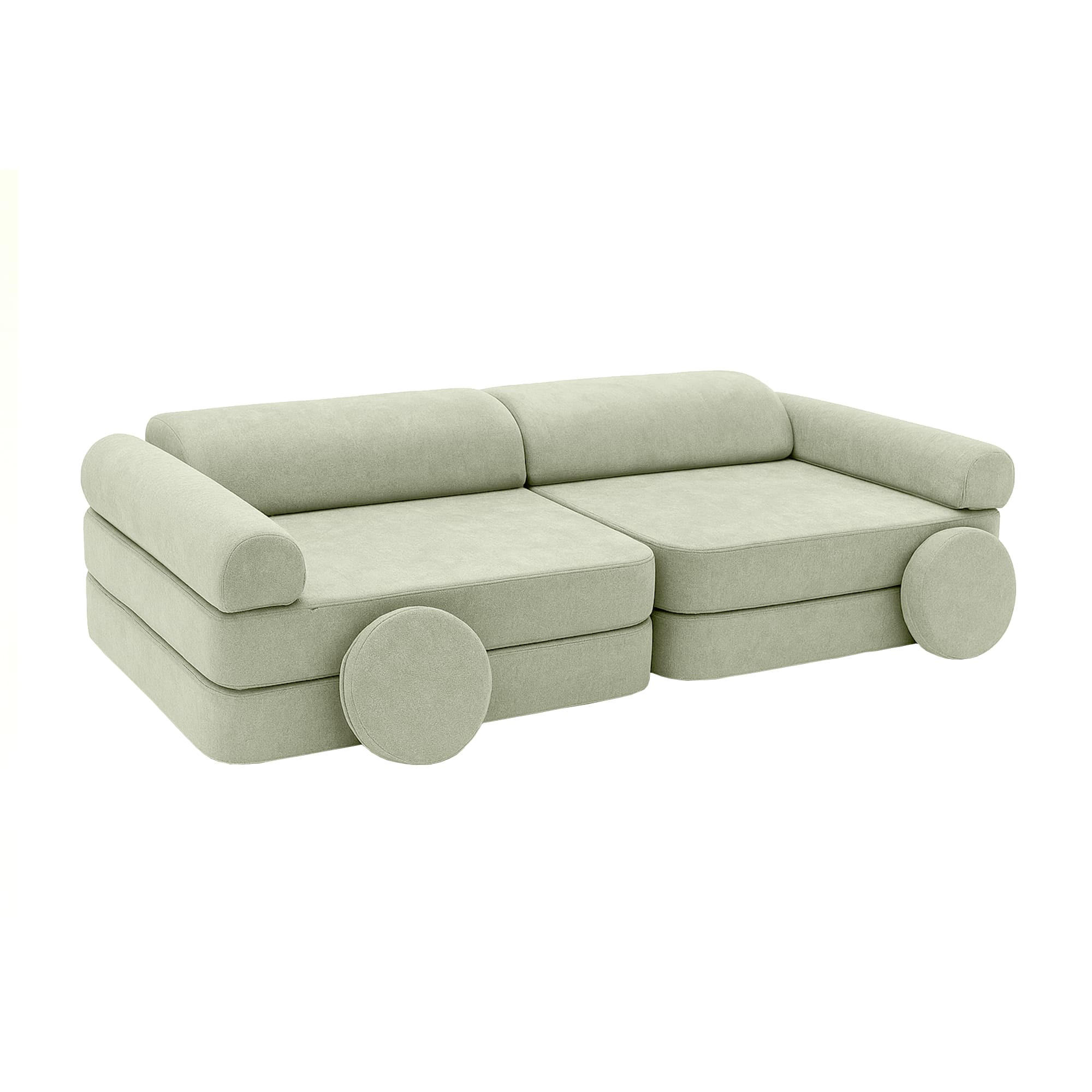 MODULARES Kindersofa aus Schaumstoff – weiches 4-in-1 Spielsofa für Kinderzimmer - Olivgrün, Textil (160/50/76cm) - Bees & Blooms