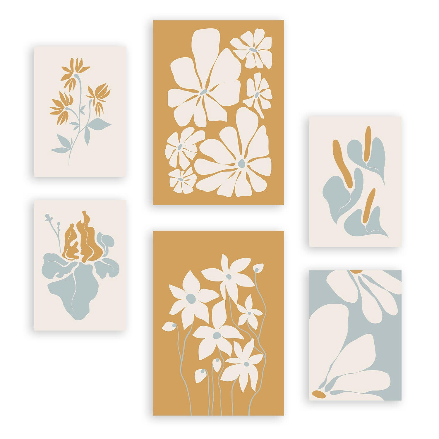 POSTER Set Mit 6 Blumenrahmen 2 In Blume Zusammenfassung Ästhetische Dekorative Gemälde Für Ihr Wohnzimmer, Schlafzimmer, Zuhause A3 & A4 Rahmenlos - Klar, Papier (29/3cm) - Nacnic