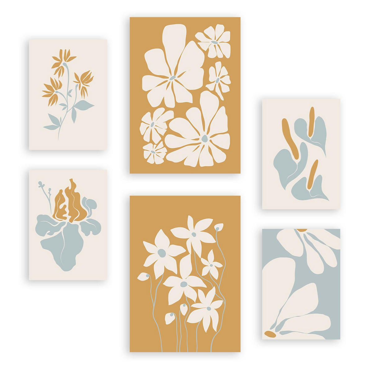 POSTER Set Mit 6 Blumenrahmen 2 In Blume Zusammenfassung Ästhetische Dekorative Gemälde Für Ihr Wohnzimmer, Schlafzimmer, Zuhause A3 & A4 Rahmenlos - Klar, Papier (29/3cm) - Nacnic