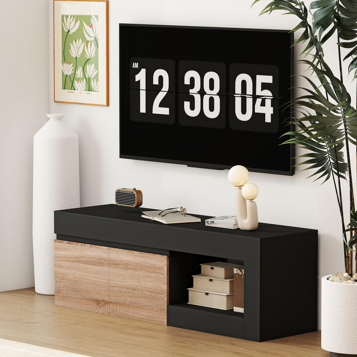 LOWBOARD DE-16147 140/40/48 cm Schwarz - Schwarz, Holzwerkstoff (140/48/40cm) - ComfortXL