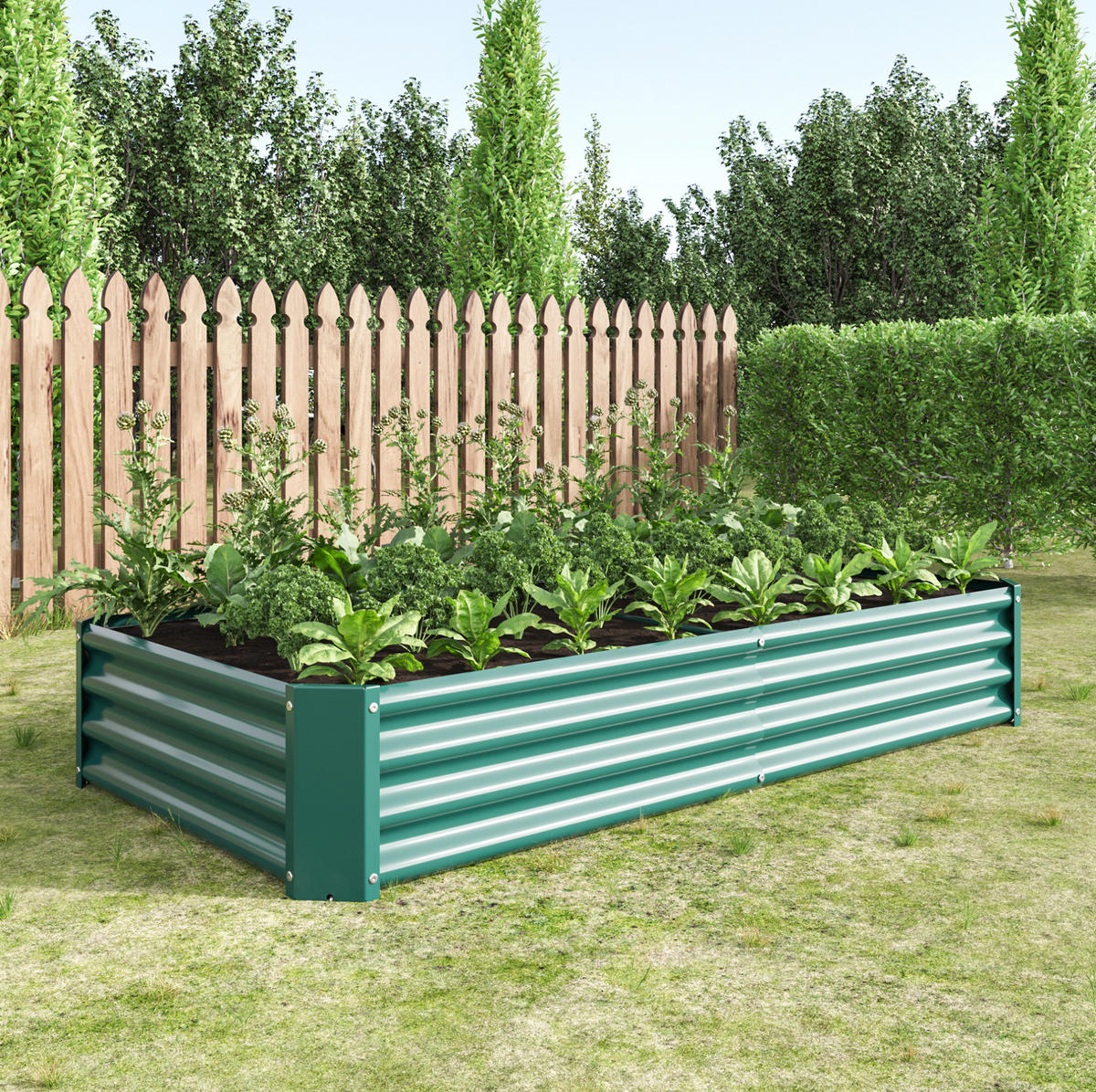BLUMENKASTEN aus Metall 180 x 90 x 30 cm in Grün - Grün, Metall (90/30/180cm) - Modfu