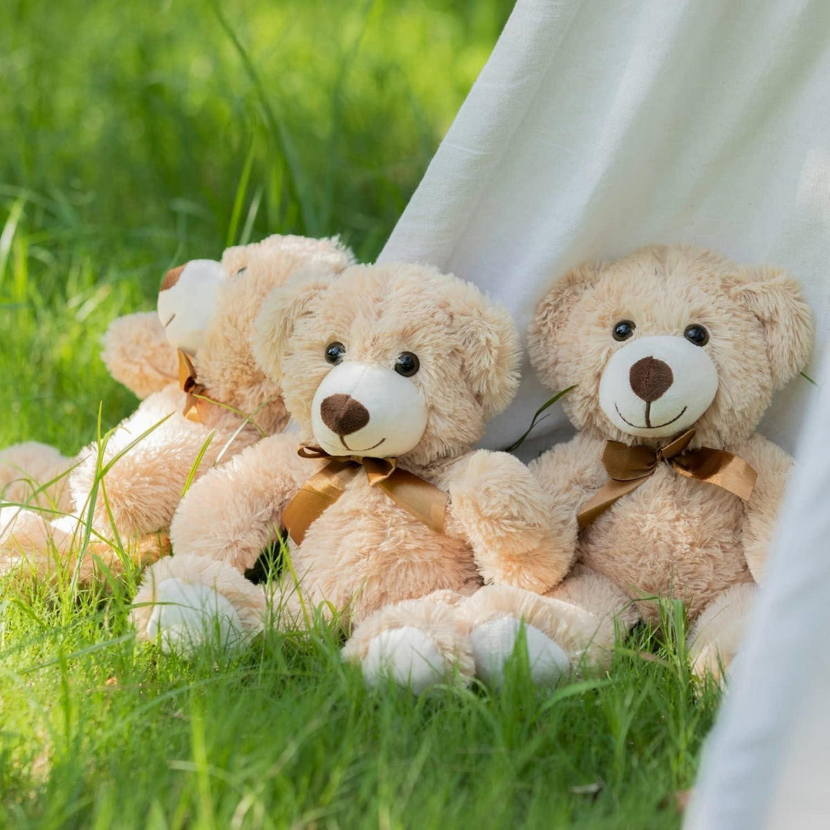 PLÜSCHTIER Teddybär 5-teiliges Set Khaki 34 cm - Olivgrün, Textil (30/35cm)