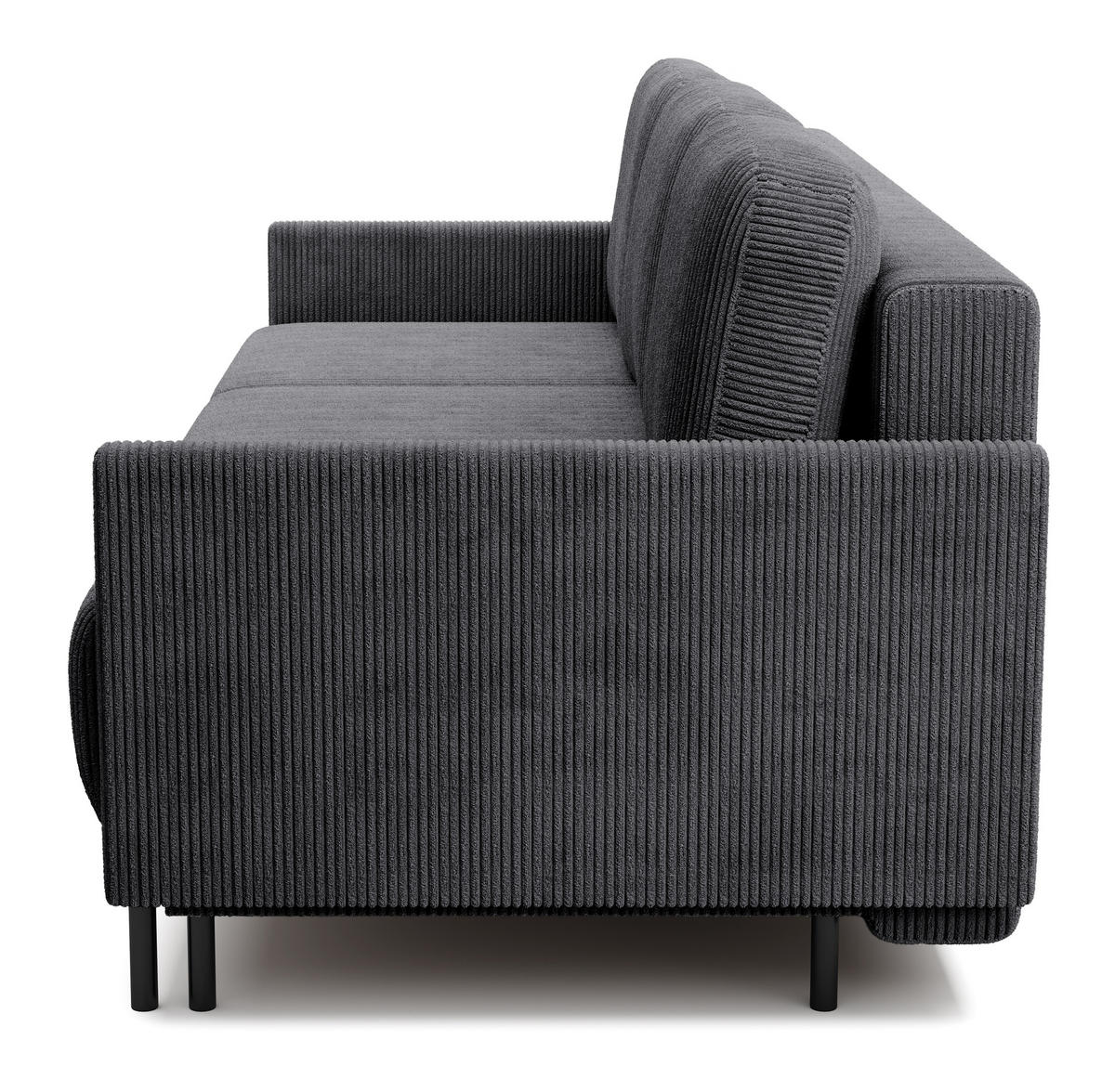SCHLAFSOFA Hamiel Graublau Cordbezug 212 cm - Dunkelgrau/Schwarz, Holz/Textil (212/87/97cm) - Selsey