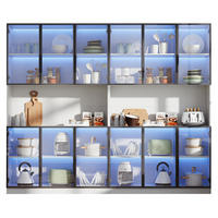 VITRINE 240/34/200 cm aus MDF und Glas mit LED-Beleuchtung und 12 Türen Weiß - Weiß, Holzwerkstoff (240/200/34cm) - Modenvie