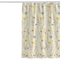 DUSCHVORHANG Gelb Pflanzenmuster Polyester 180 x 200 cm schimmelresistent wasserdicht Ringe - Multicolor, Textil (180/200cm) - MCBOSON