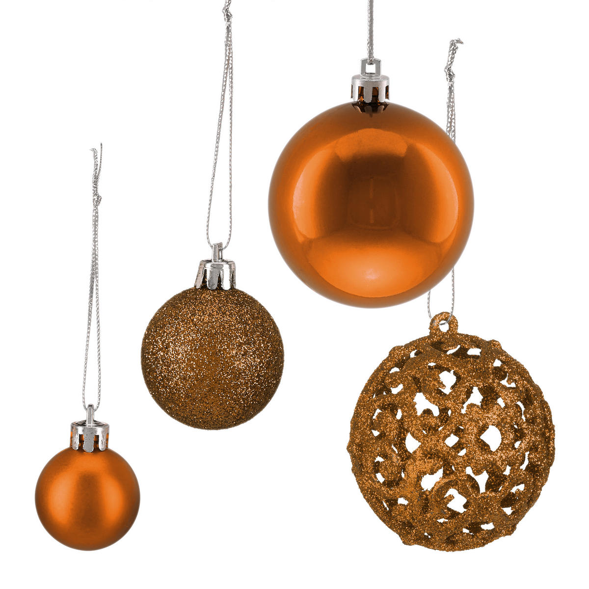 150-TLG.WEIHNACHTSKUGELN-SET - Orange, Kunststoff (6/7/6cm) - Relaxdays