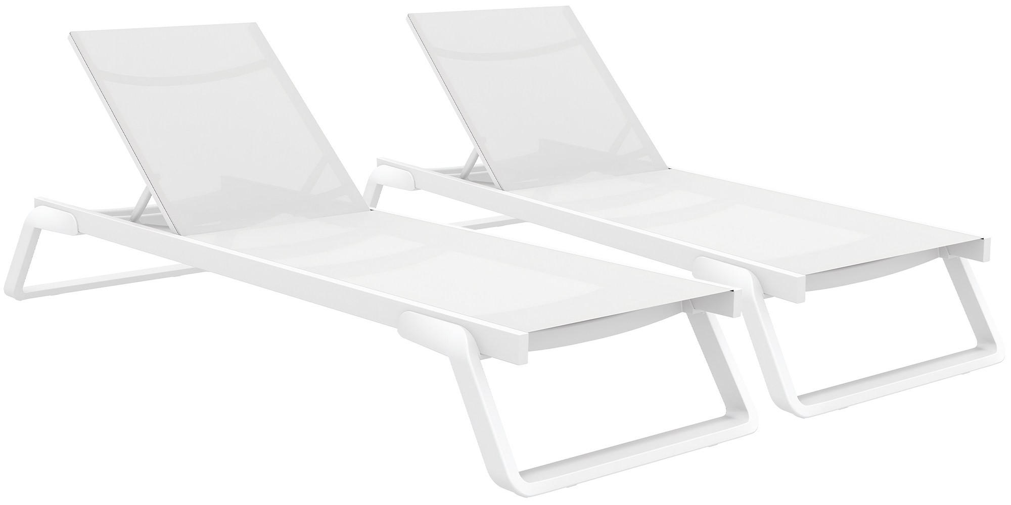 SONNENLIEGE Ralf 2er Set klappbar 72x210x31cm Metall Weiß Gartenliege - Weiß, Metall (72/31/210cm) - DELUKE