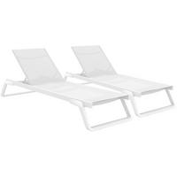 SONNENLIEGE Ralf 2er Set klappbar 72x210x31cm Metall Weiß Gartenliege - Weiß, Metall (72/31/210cm) - DELUKE