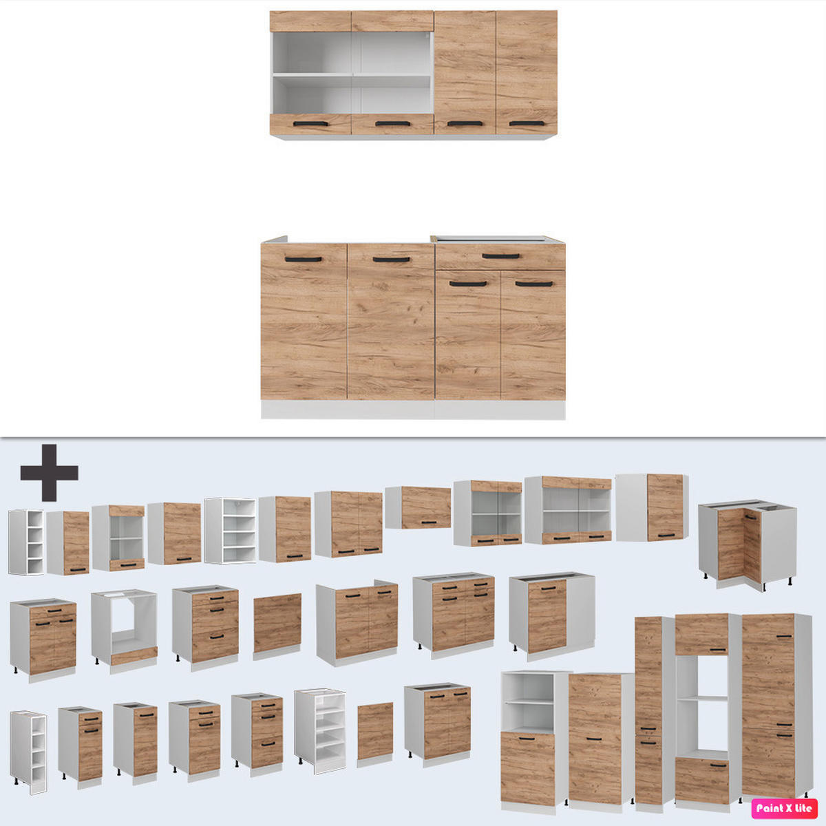 KÜCHENZEILE R-Line Goldkraft Eiche 140 cm AP Eiche - Honigeiche/Weiß, Holzwerkstoff (140/81.6/60cm) - Vicco