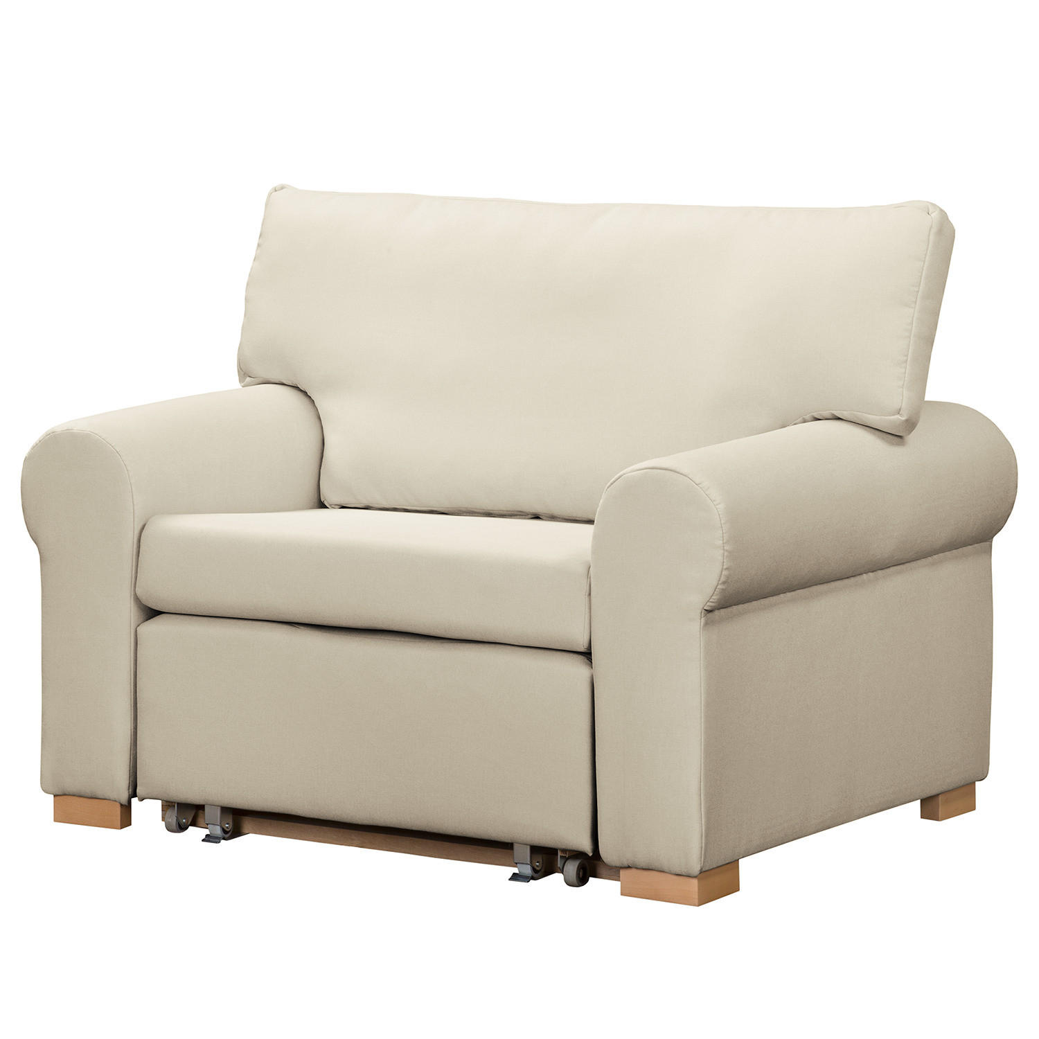 SCHLAFSOFA mit Husse - Buchefarben/Creme, Buchenholz/Textil (125/90/90cm) - home24