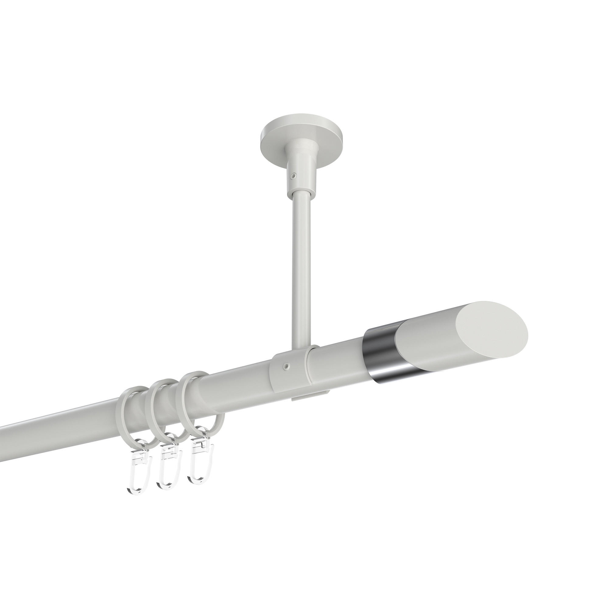 GARDINENSTANGEN-SET Sonette Verano 100 cm, 1-läufig, 20 mm Ø Weiß - Chromfarben/Weiß, Metall (100cm) - INTERDECO
