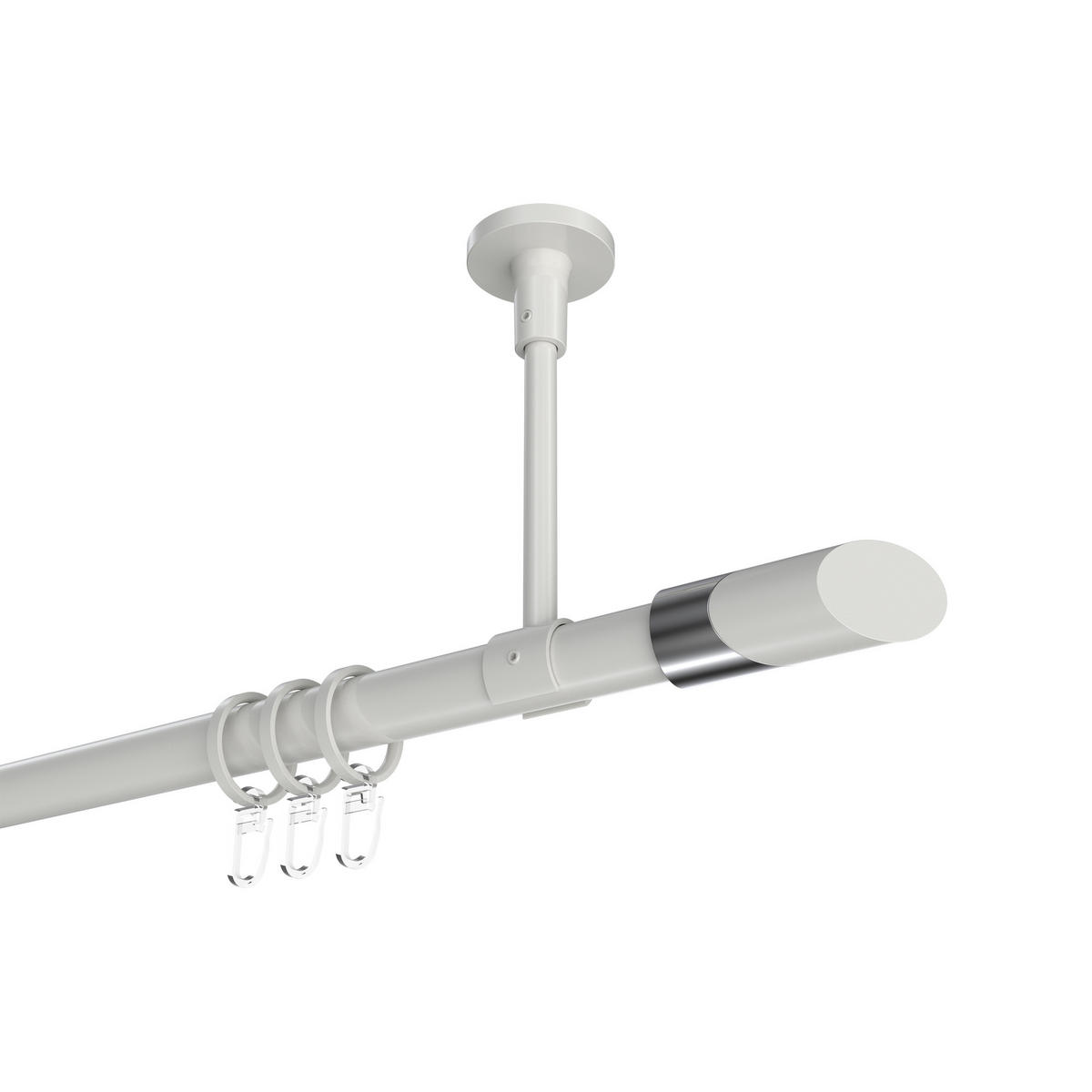 GARDINENSTANGEN-SET Sonette Verano 240 cm (geteilt in 2 x 120 cm), 1-läufig, 20 mm Ø Weiß - Chromfarben/Weiß, Metall (240cm) - INTERDECO