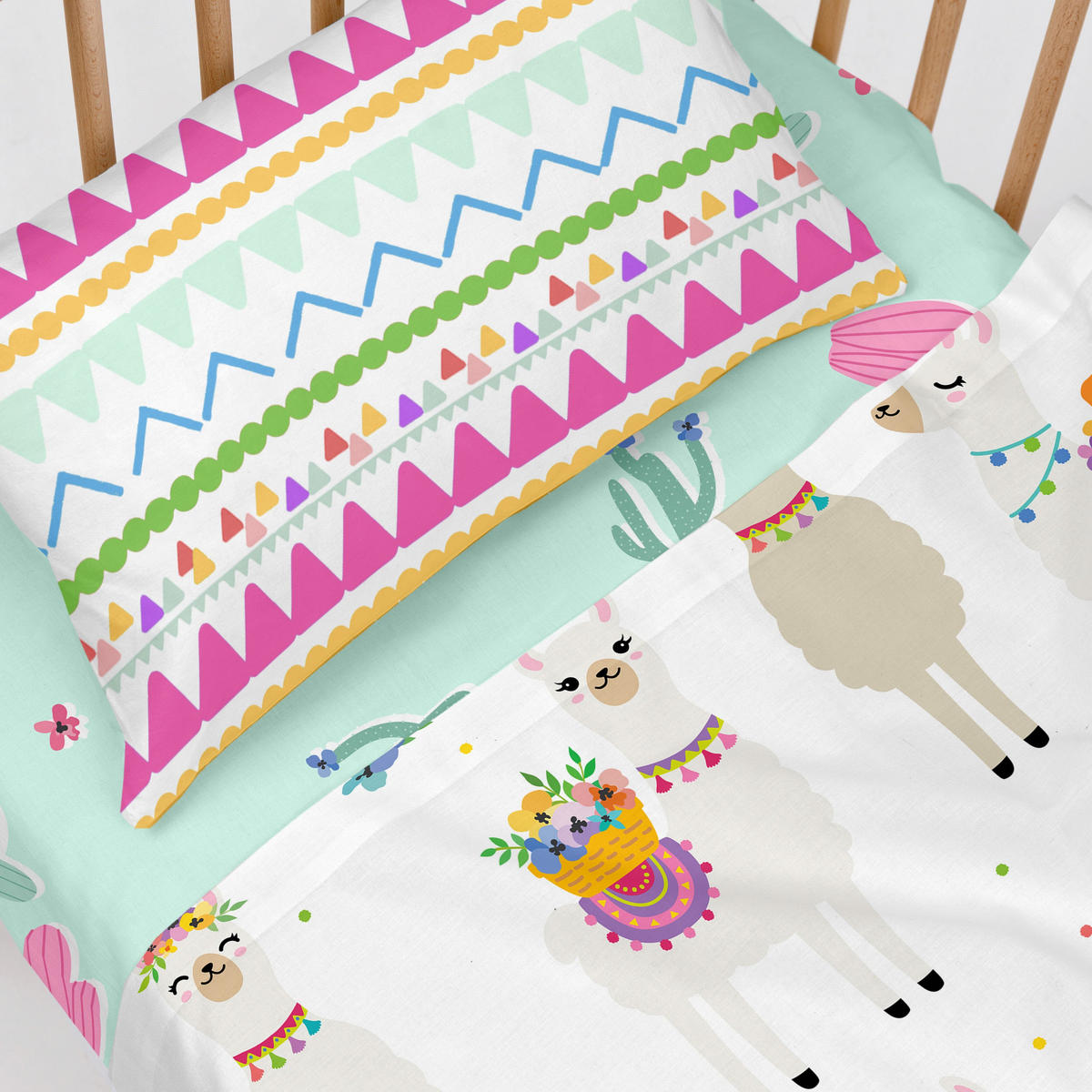 BETTWÄSCHE 2er-Set teiliges cute llamas 120x180 cm (kinderbett) mehrfarbig - Multicolor, Textil (120/180cm) - Happy Friday
