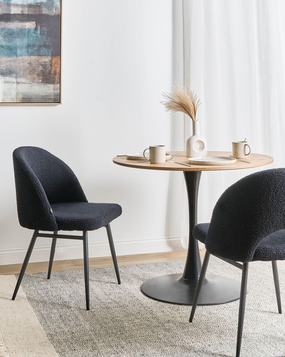 ESSZIMMERSTUHL 2er-Set Schwarz Onaga - Schwarz, Textil (52/77/56cm) - Beliani