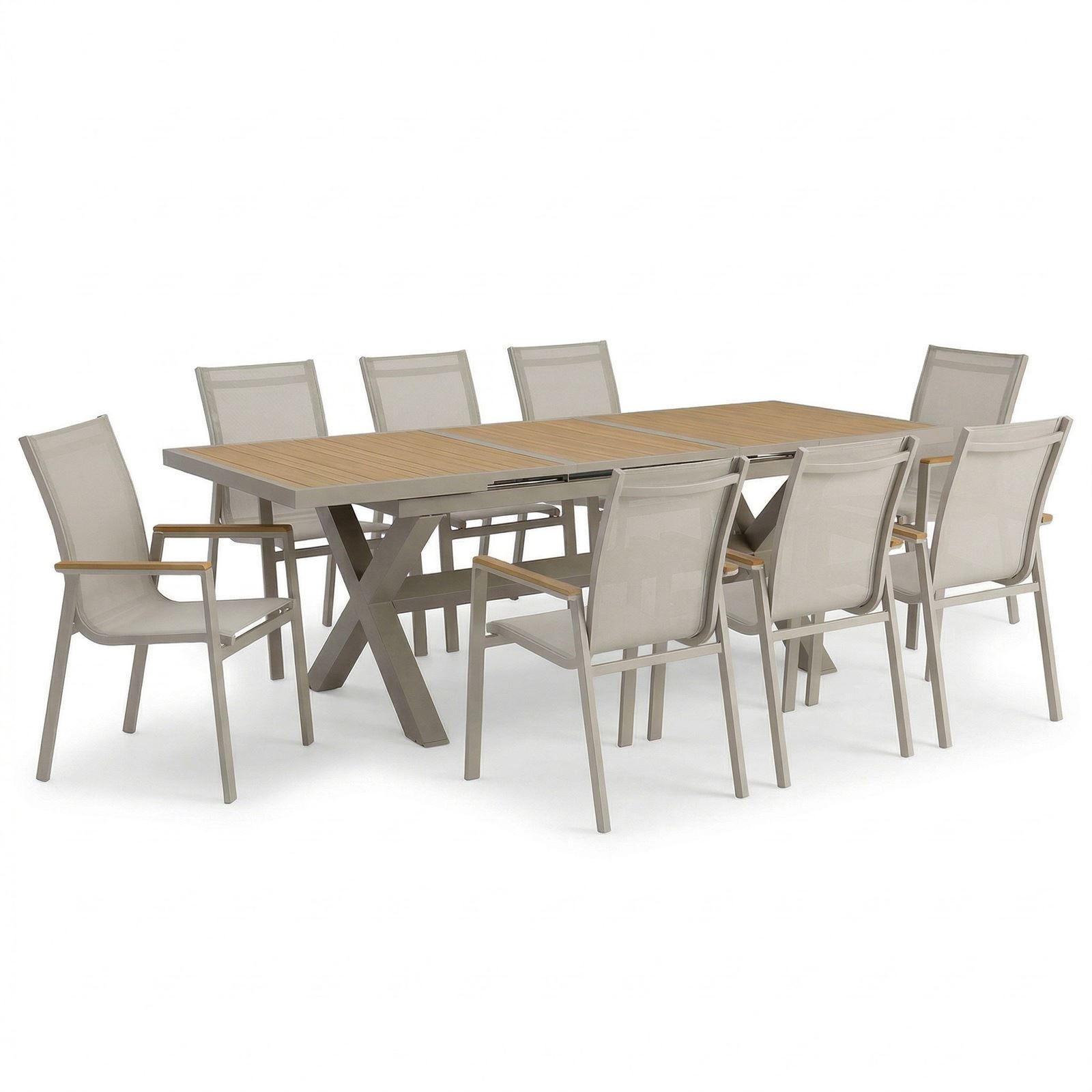 GARTENMÖBEL SET LAGOA 9er Set natur - Naturfarben, Metall - IDIMEX
