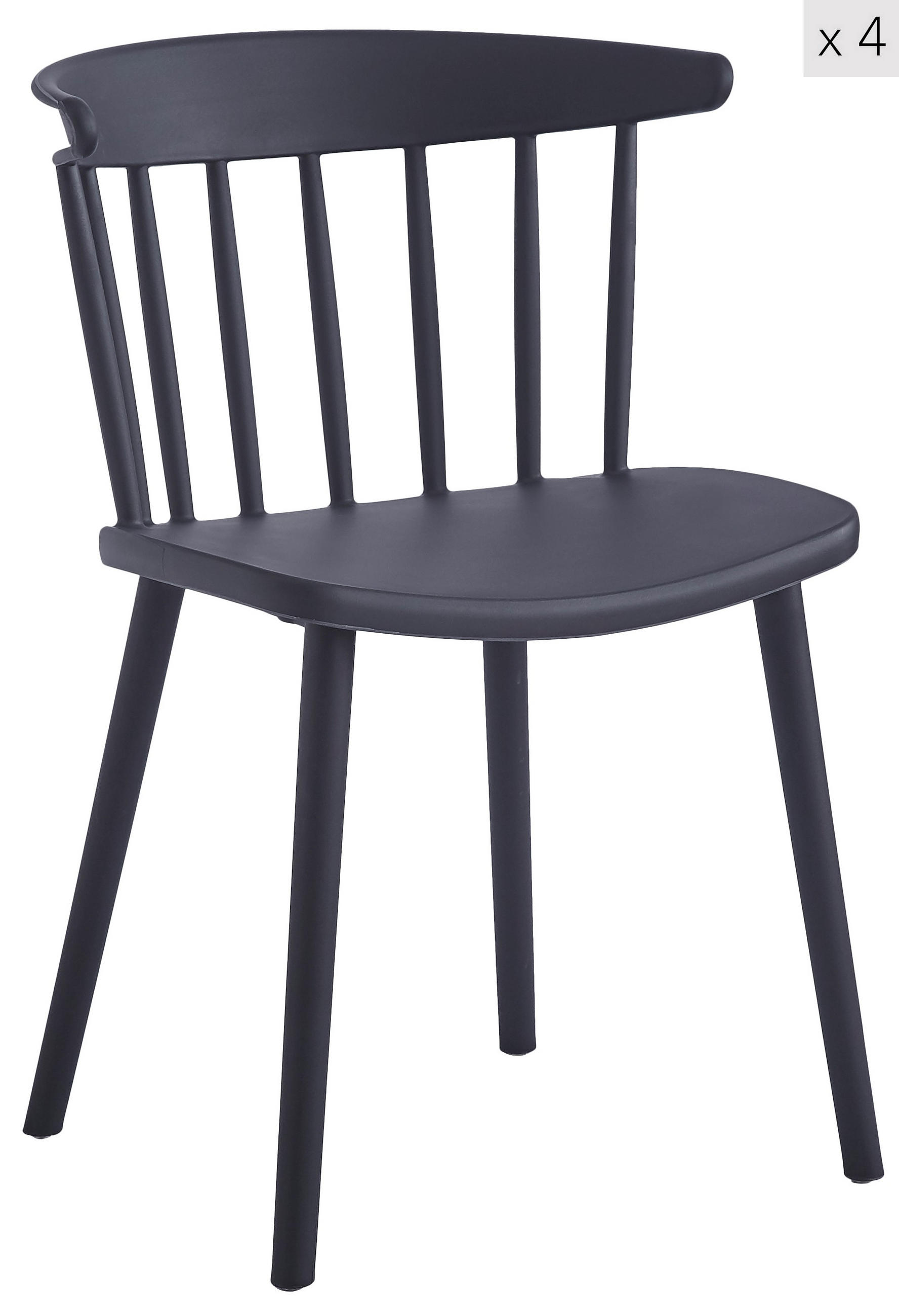 STUHL 4er-Set Polypropylen Schwarz - Schwarz, Kunststoff (46.5/75/41.5cm) - Nordlys