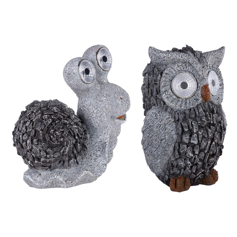 LED AUSSENLEUCHTE Eule Schnecke Grau - Grau, Kunststoff (19.5/10.5/20cm) - Globo Lighting