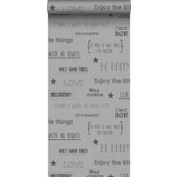 TAPETE Texte 53 cm x 10.05 m - Grau, Papier (53/1000cm) - Sanders & Sanders