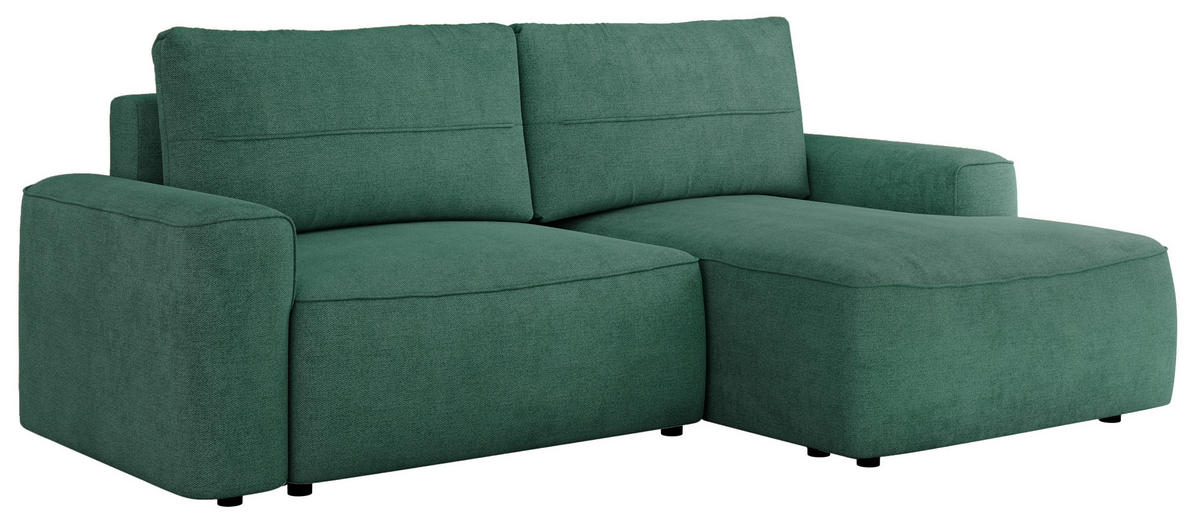 ECKSOFA BELLUNO L Grün Strukture - Rechts - Schwarz/Grün, Textil (233/144cm) - MKS