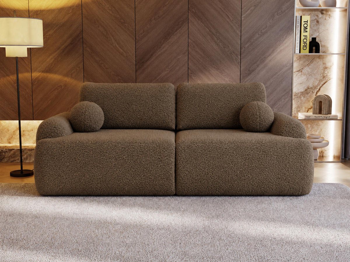 SOFA 260/106/81 Aurio Bouclé-Stoff Braun - Braun, Kunststoff/Textil (260/81/106cm) - Graingold