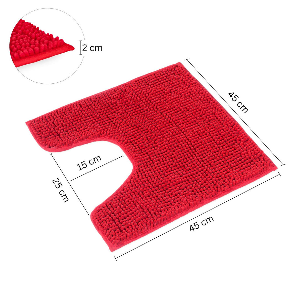 BADEMATTE MIT WC AUSCHNITT PARIS - Rot, Textil (45/45cm) - WohnDirect