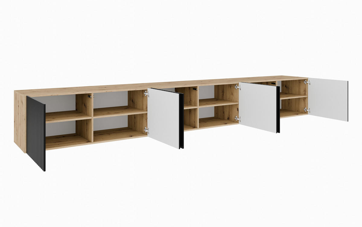 TV-SCHRANK MIO - Schwarz/Eiche Artisan, Holzwerkstoff (300/41/40cm) - Meblini