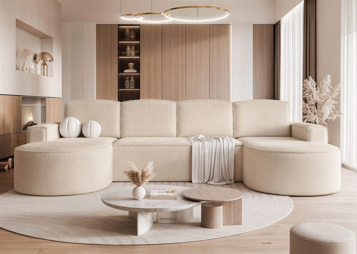 WOHNLANDSCHAFT Arlet Schlaffunktion - Beige, Holzwerkstoff/Textil (316/88/157cm) - Fun Möbel