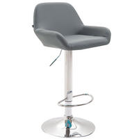 BARHOCKER DUBLIN Grau Kunstleder Chrom - Grau, Leder/Metall (51/89/52cm) - DELUKE