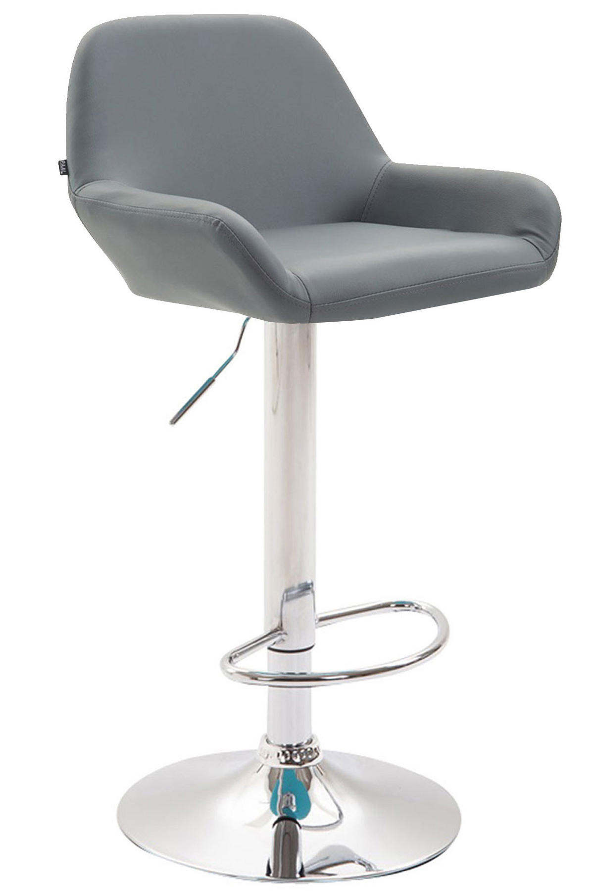 BARHOCKER DUBLIN Grau Kunstleder Chrom - Grau, Leder/Metall (51/89/52cm) - DELUKE