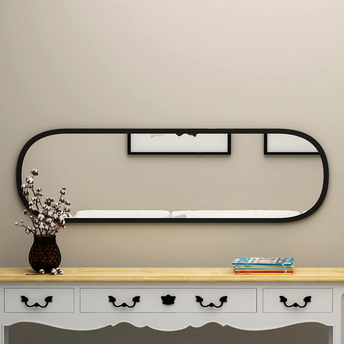 SPIEGEL Magnum 120x40cm Schwarz - Schwarz, Glas (120/40/3.5cm) - moebel17