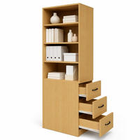 BÜCHERREGAL in Eichenfarben Eckregal mit Schubladen für kleine Räume und Wohnzimmer, B60/T38/H180 cm - Eichefarben, Holzwerkstoff (60/180/36.5cm) - STILVORA