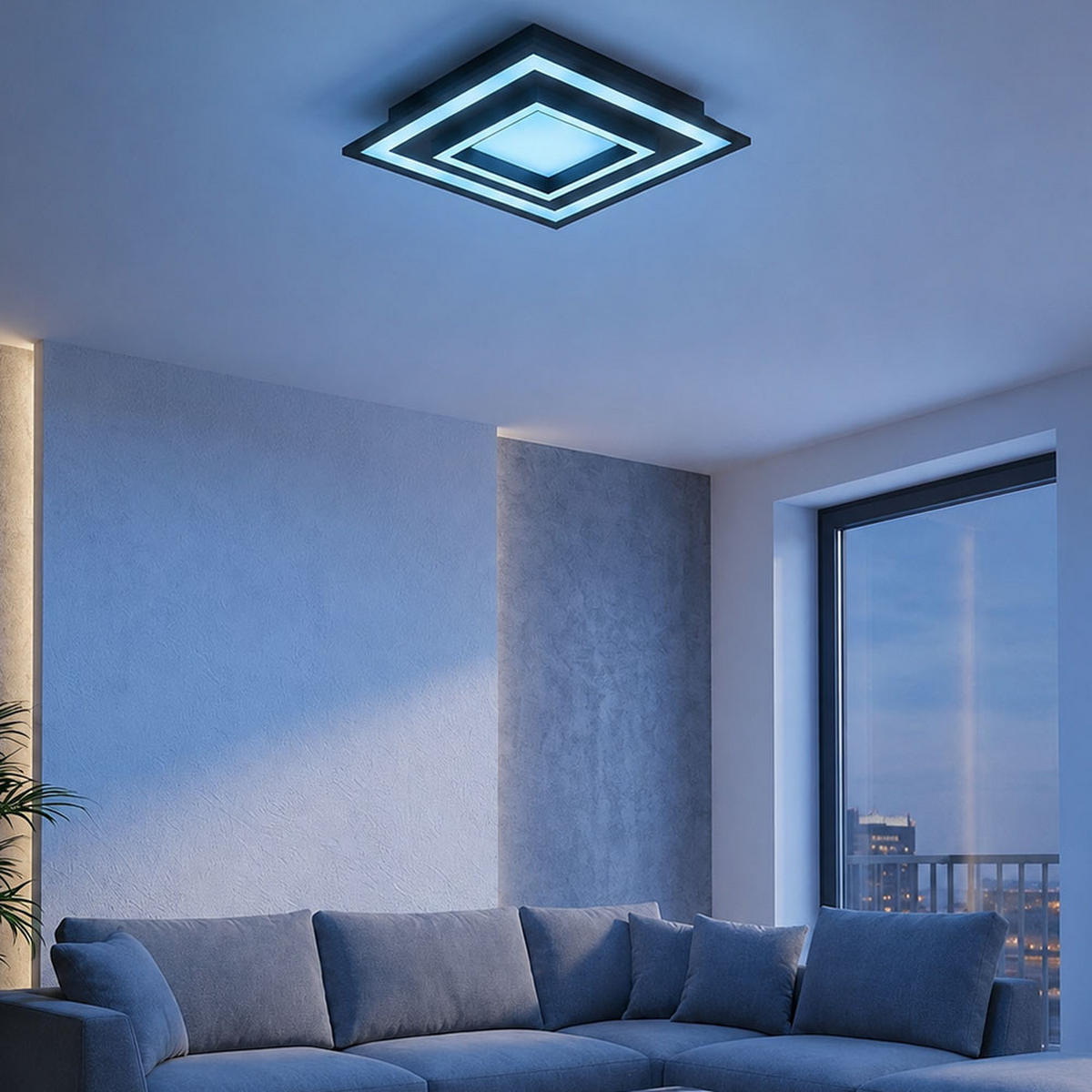 DECKENLEUCHTE LED Stahl, Schwarz, schwenkbar - Schwarz, Metall (45/45/7cm)