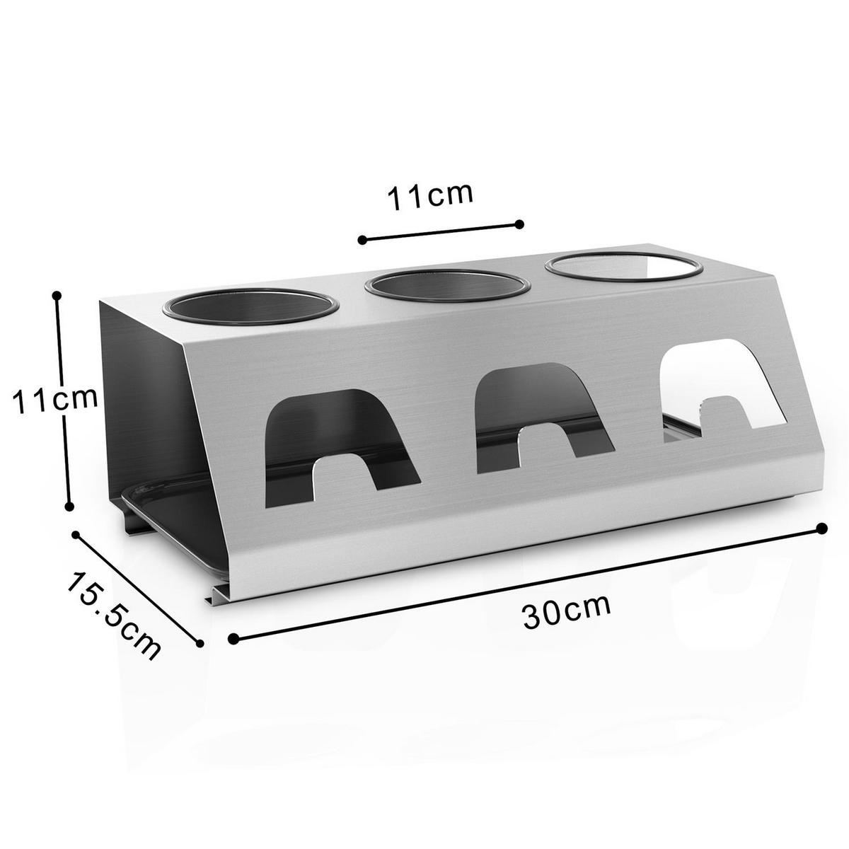 ABTROPFGESTELL für bis zu 3 Flaschen - Silberfarben, Metall (15/11/30cm) - Intirilife