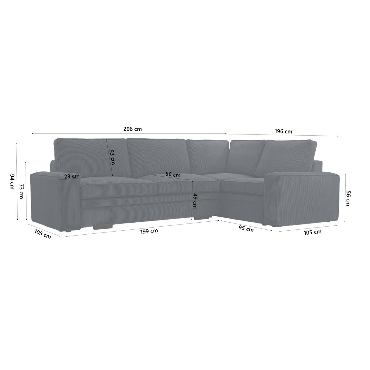 ROHOVÁ SOFAS FJORDI s funkcí spaní, Černá - černá, textil (296/196cm) - Fedve