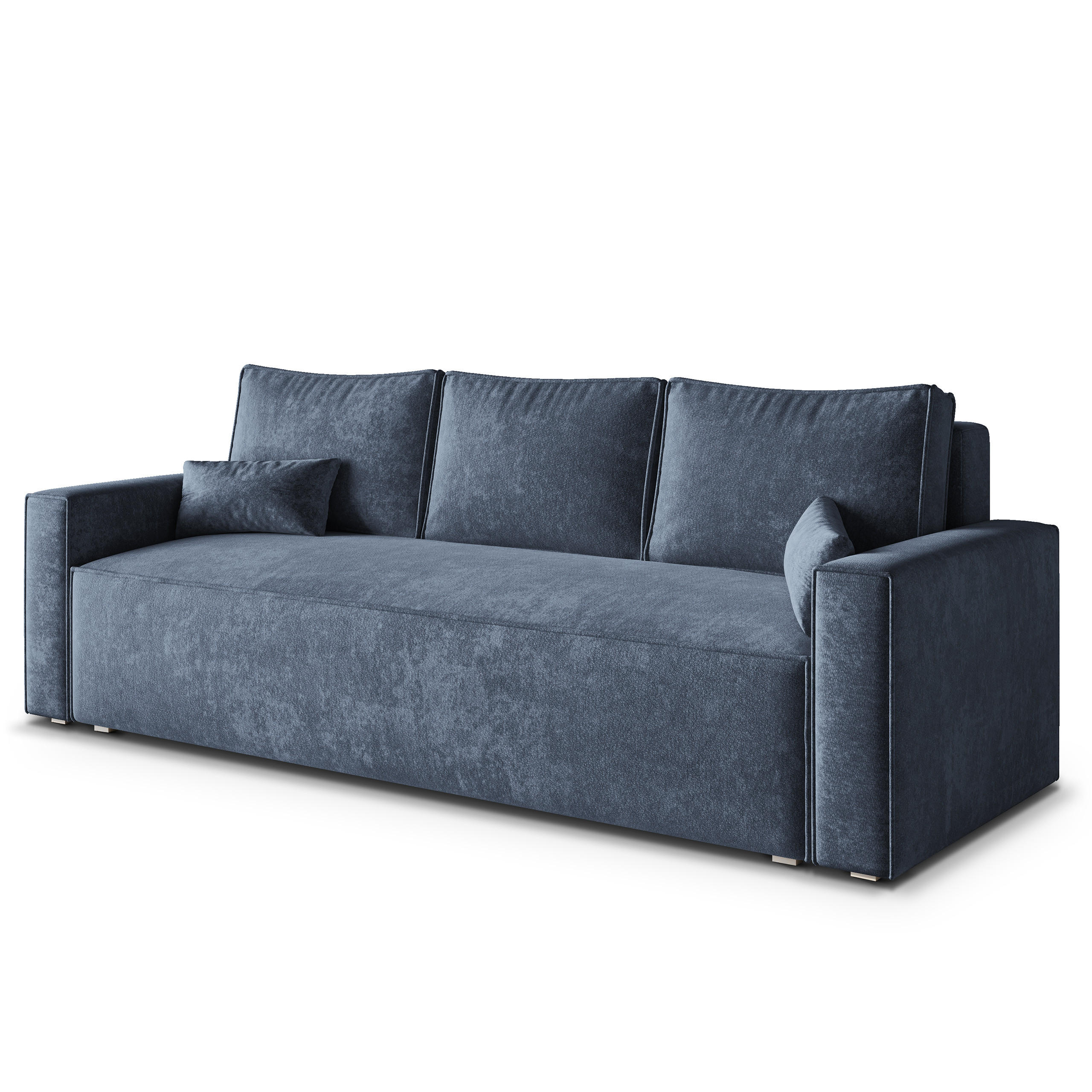 BETTSOFA MENI LM Blau Chenille-Stoff mit Schlaffunktion - Blau, Textil (232/85/87cm) - MASSENO