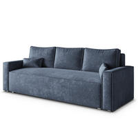 BETTSOFA MENI LM Blau Chenille-Stoff mit Schlaffunktion - Blau, Textil (232/85/87cm) - MASSENO